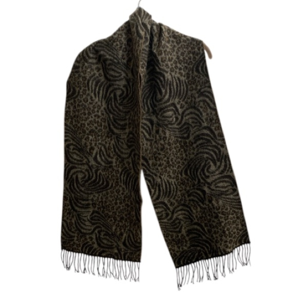 Leopard Zebra Shades of Brown Warm Scarf Animal Print Winter Christmas 11.5 X 64
